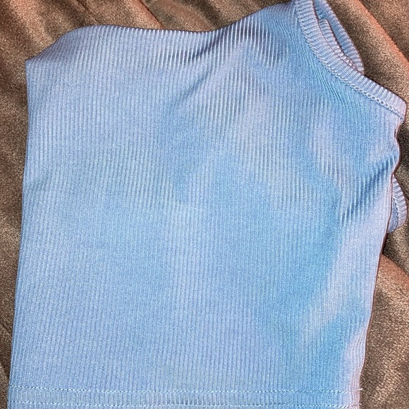 Shein Blue Ribbed Cropped Tank Top - Picture 4 of 5